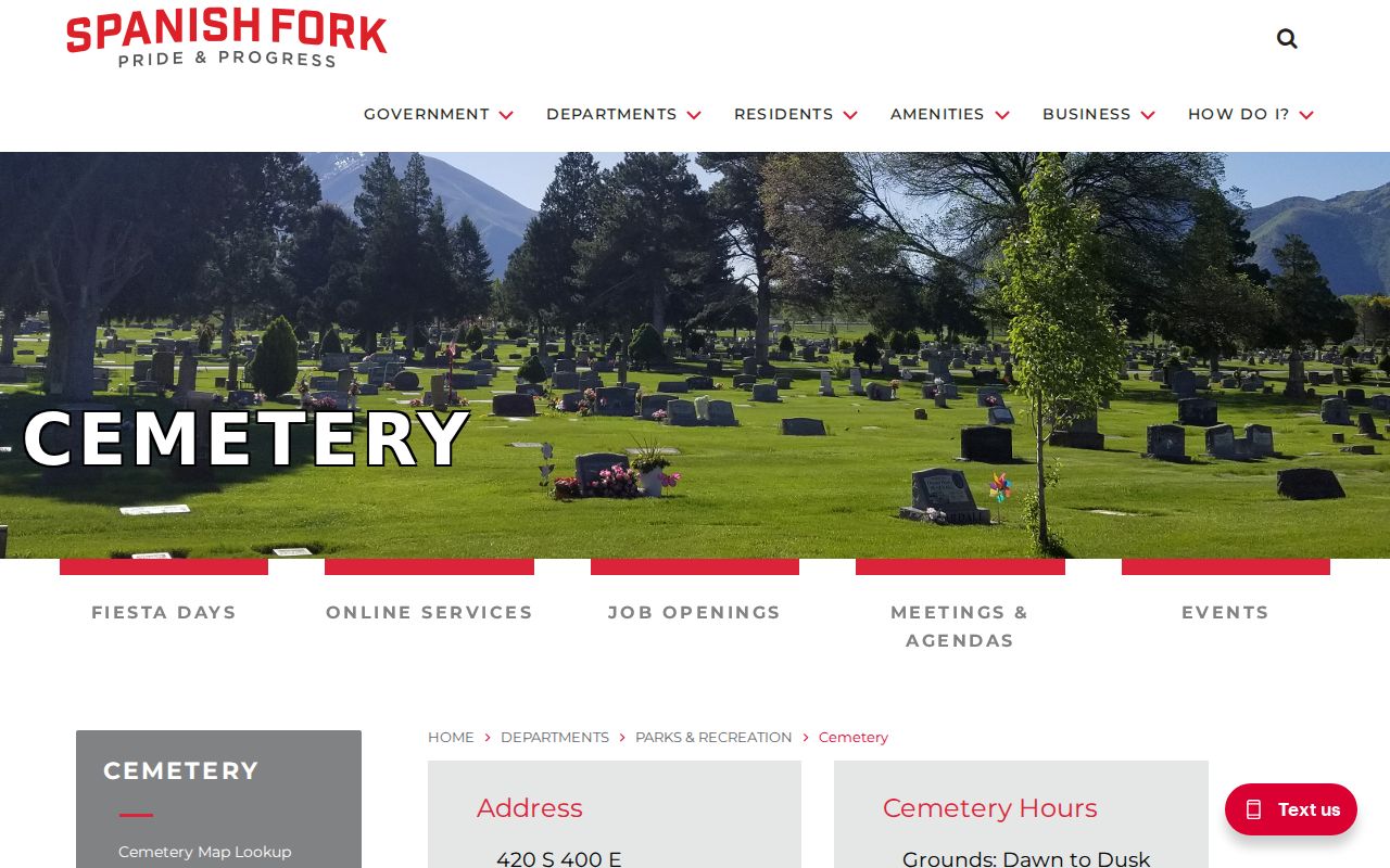 Spanish Fork people search through the city cemetery database