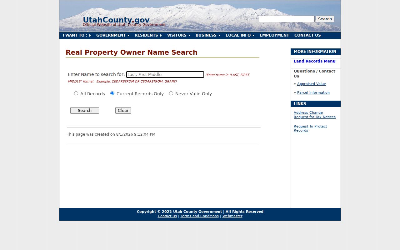 Spanish Fork people search owner name form
