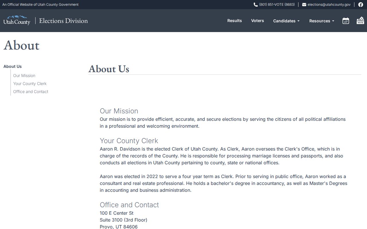 Utah County office for Spanish Fork voter records